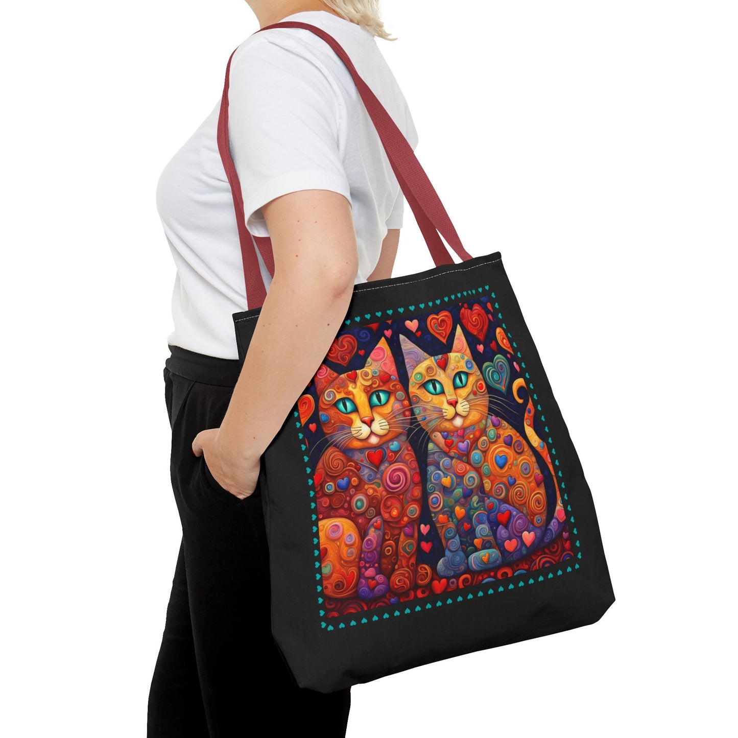 Whimsical Patchwork Cats - Tote Bag - Klimt Inspired