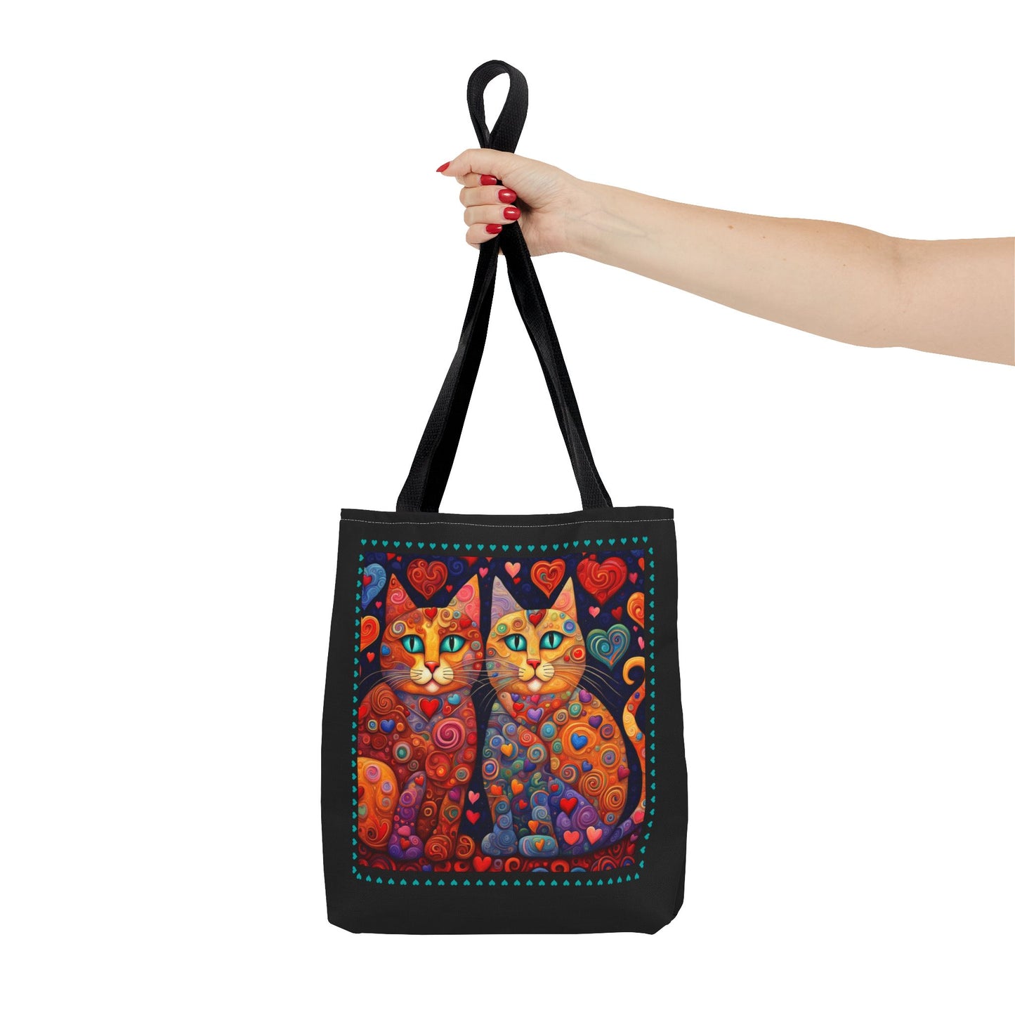 Whimsical Patchwork Cats - Tote Bag - Klimt Inspired
