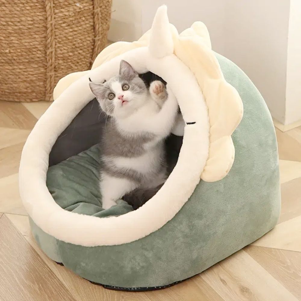 Hideaway Cat Bed with Hanging Toy – Cozy & Fun Pet House