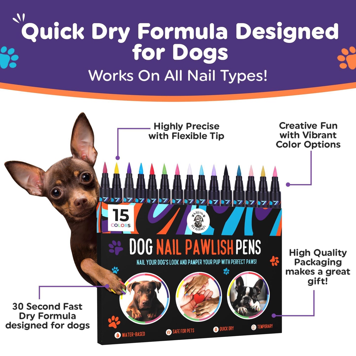 Paw-Safe Nail Polish Pens – Non-Toxic Grooming Fun for Dogs & Cats
