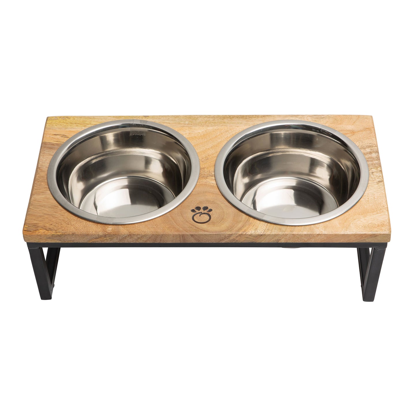Elevated Pet Feeder with Metal and Mango Wood – Durable Raised Dog and Cat Bowl Stand