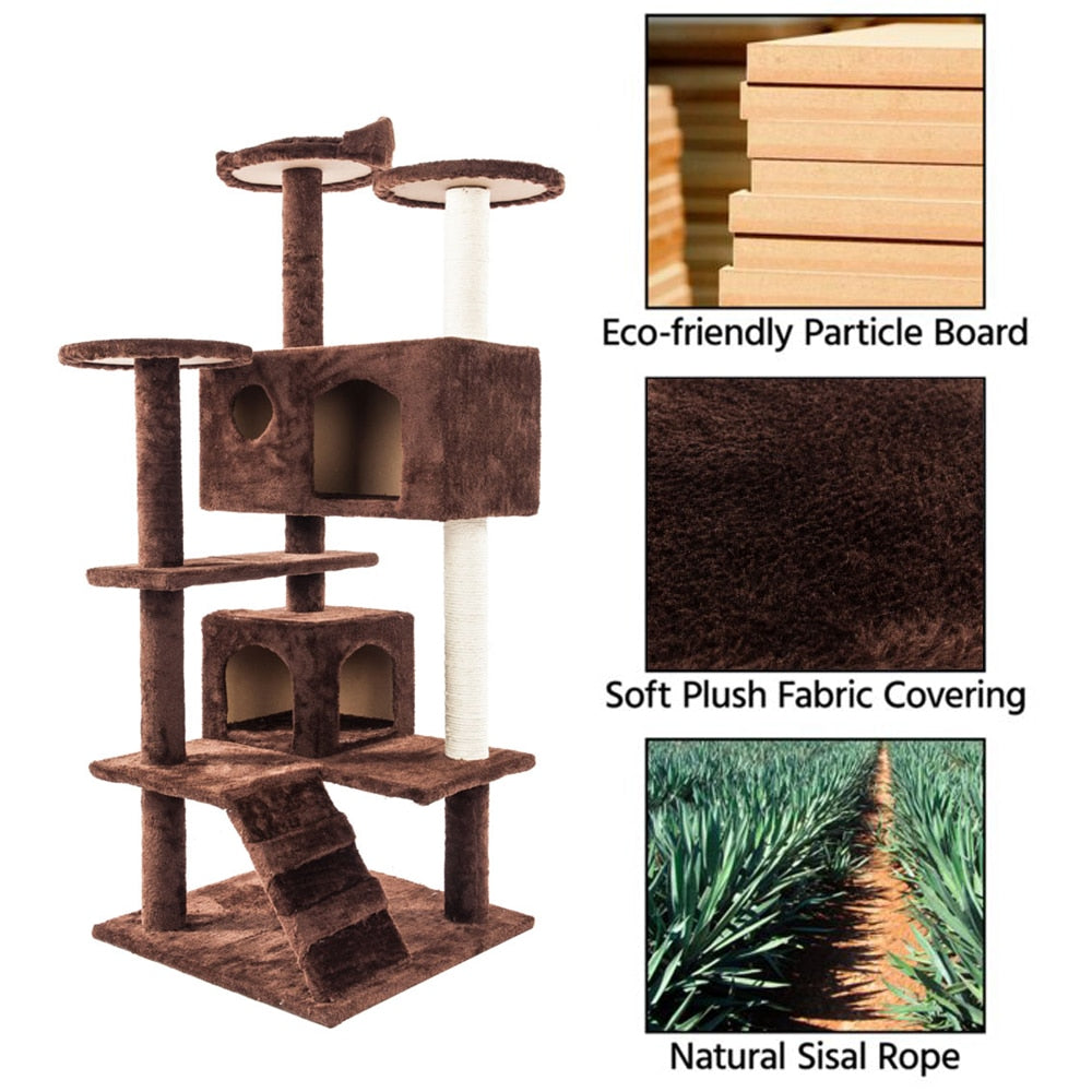 Multi-Level Cat Tree - Cat Tower with Scratching Posts & Cozy Hideaways