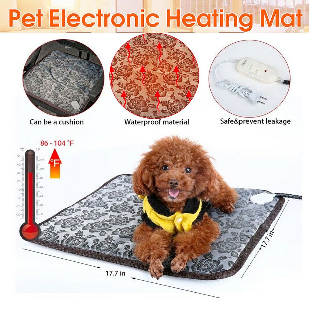 Electric and Thermal Heating Waterproof Bed Pad for Pets with Adjustable Features