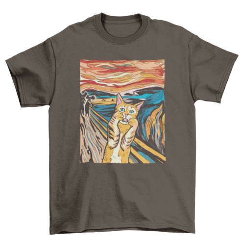 The Scream Cat T-Shirt - Funny Parody of Edvard Munch’s Iconic Painting