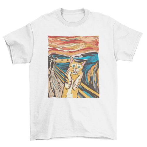 The Scream Cat T-Shirt - Funny Parody of Edvard Munch’s Iconic Painting
