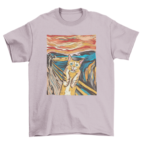 The Scream Cat T-Shirt - Funny Parody of Edvard Munch’s Iconic Painting