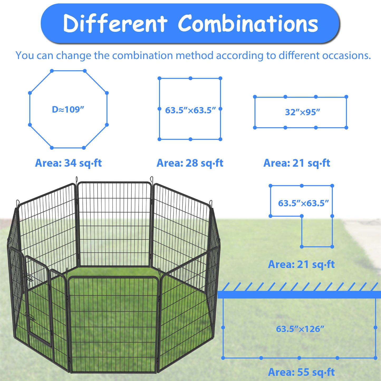 Foldable Pet Enclosure/ Playpen with doors (24 panels 40" high)