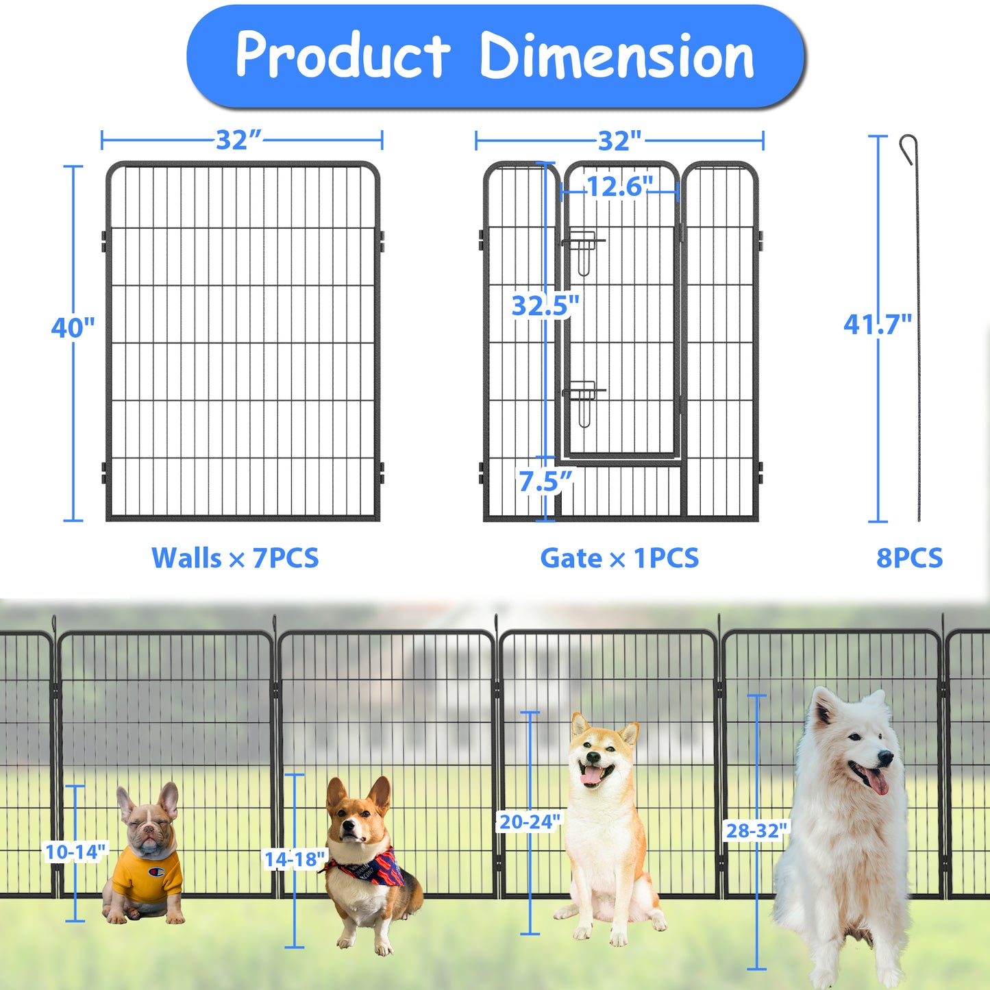 Foldable Pet Enclosure/ Playpen with doors (24 panels 40" high)