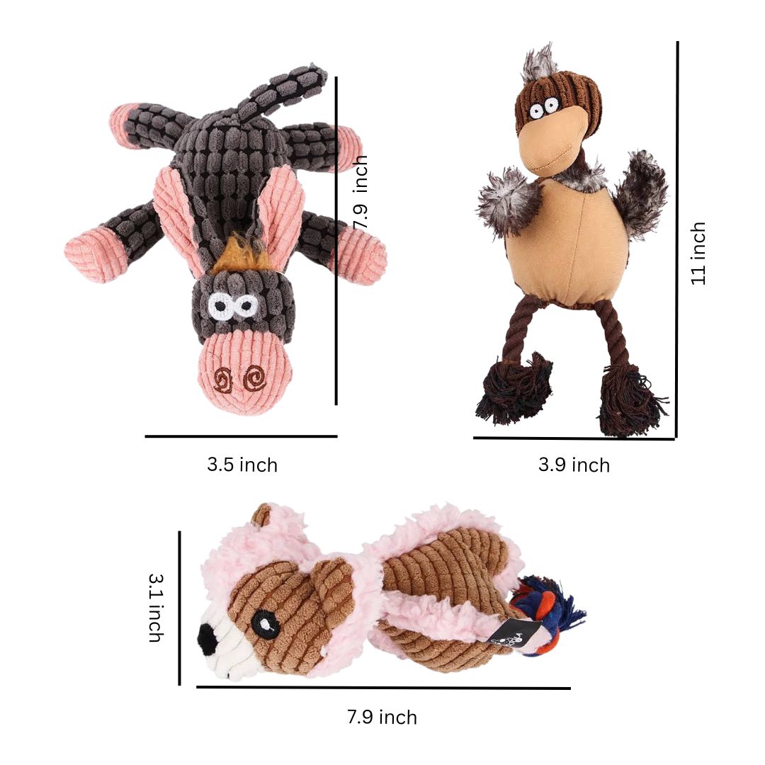 3-Pack Assorted Dog Toy Set – Durable Chew, Tug & Fetch Toys for Active Dogs