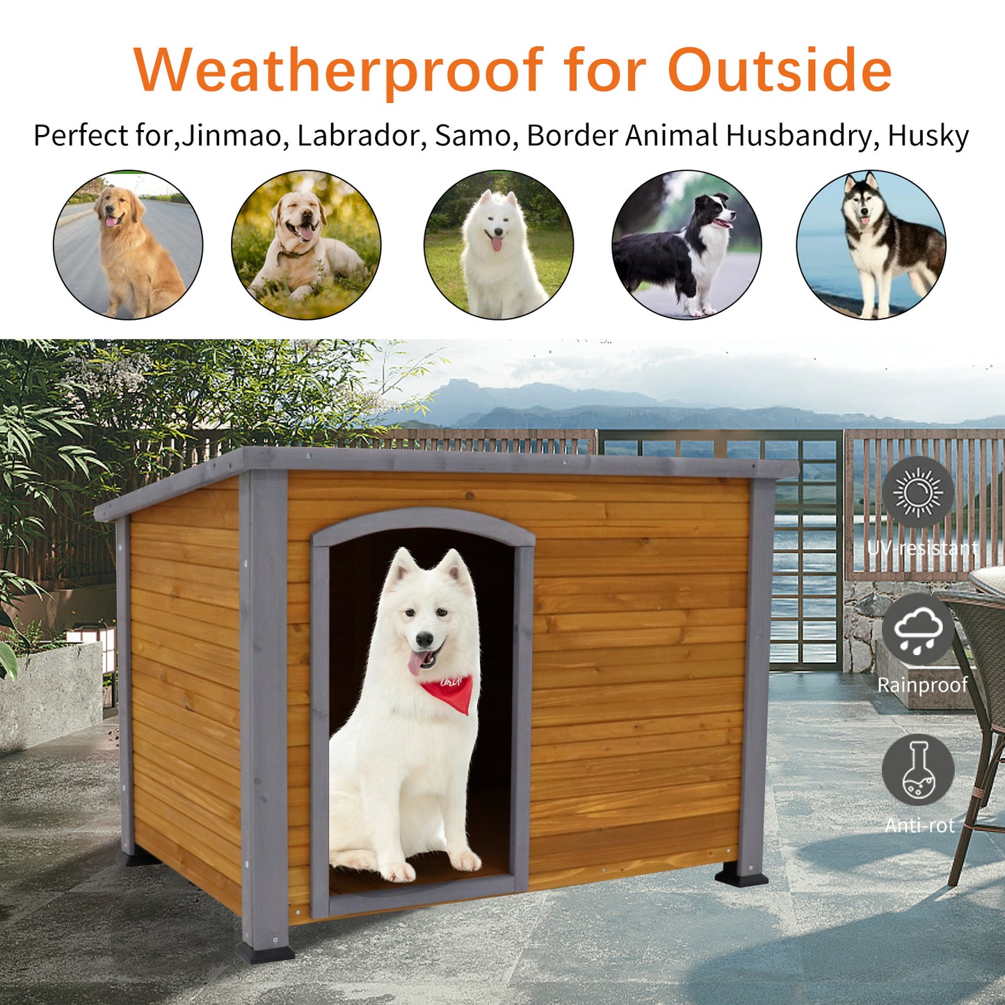 Durable Wooden Dog House for Large Dogs – Cozy & Weatherproof