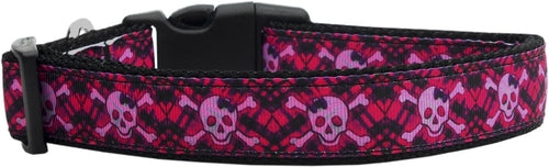 Hot Pink Plaid Skulls Pet Collar or Leash – Stylish & Durable