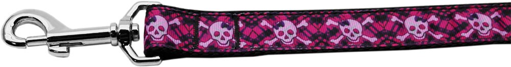 Hot Pink Plaid Skulls Pet Collar or Leash – Stylish & Durable