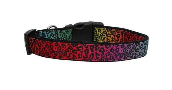 Rainbow Leopard Pet Collar or Leash – Vibrant & Durable Design
