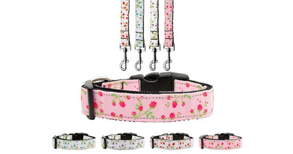 Roses Nylon Collar & Leash for Dogs & Cats – Free Shipping