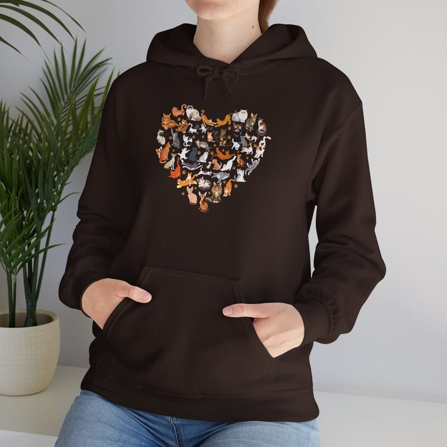 Cat Heart Unisex Hoodie Sweatshirt - Adorable Heart Made of Cats
