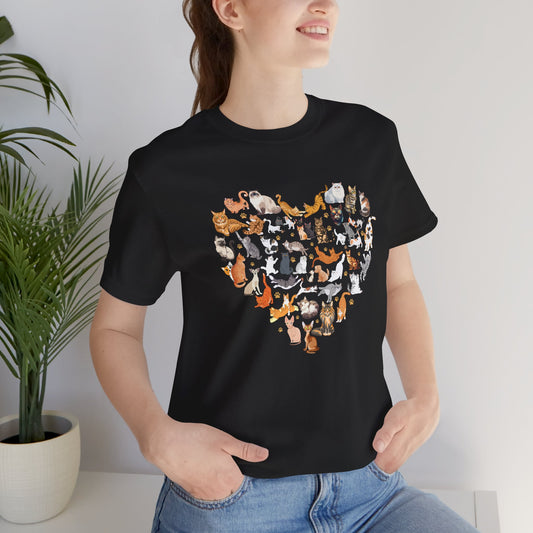 Cat Heart T-Shirt – Adorable Heart Made of Cats Design for Cat Lovers