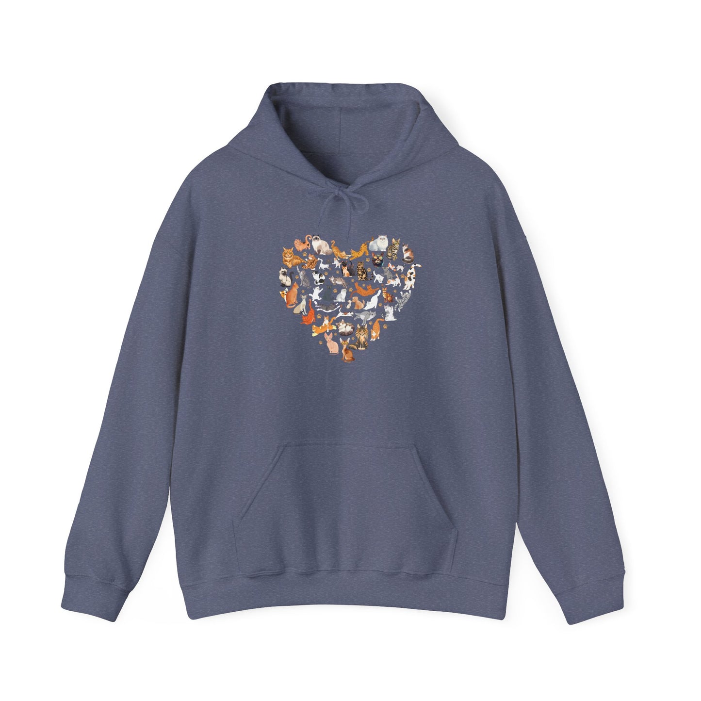 Cat Heart Unisex Hoodie Sweatshirt - Adorable Heart Made of Cats