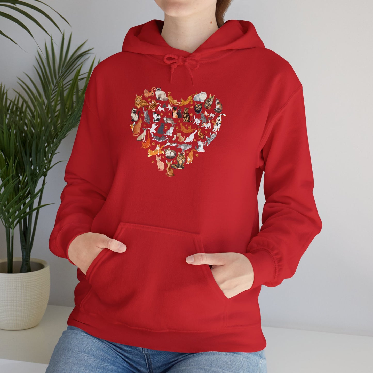 Cat Heart Unisex Hoodie Sweatshirt - Adorable Heart Made of Cats