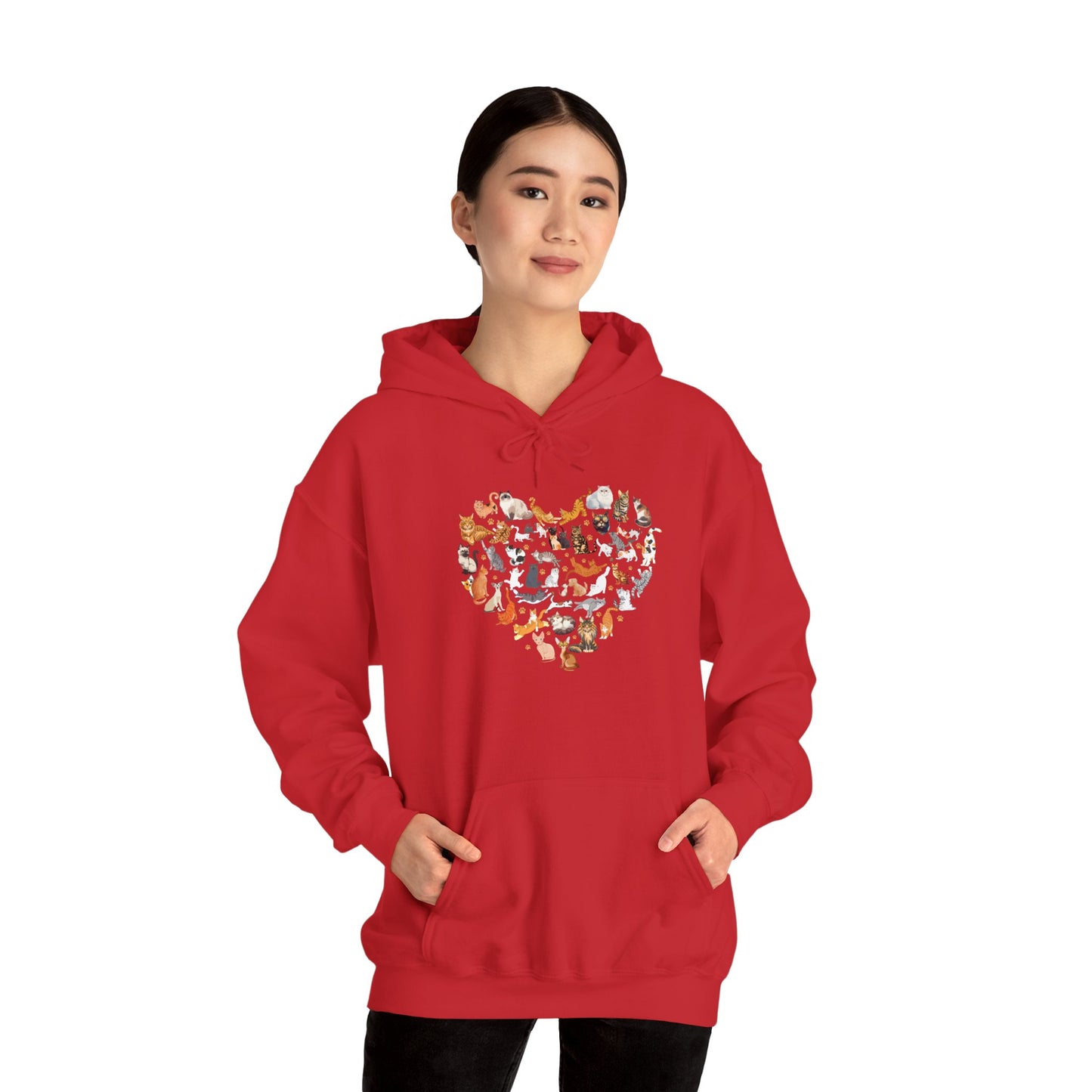 Cat Heart Unisex Hoodie Sweatshirt - Adorable Heart Made of Cats