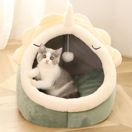 Hideaway Cat Bed with Hanging Toy – Cozy & Fun Pet House