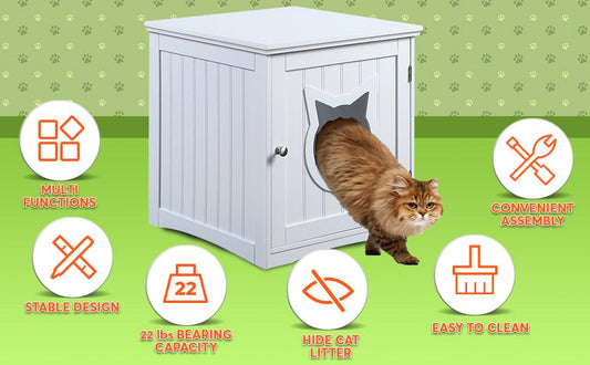 Cozy Cat Nightstand & Pet House – Dual-Purpose Bedside Table with Hidden Cat Hideaway