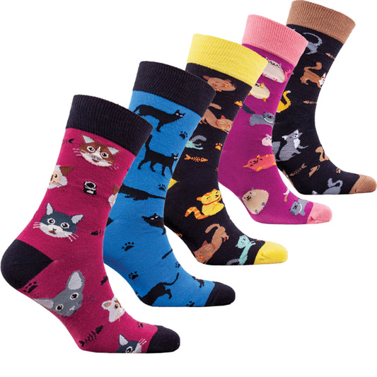 Men's Fun Cats Socks Set (5) - For the ultimate cat lover!