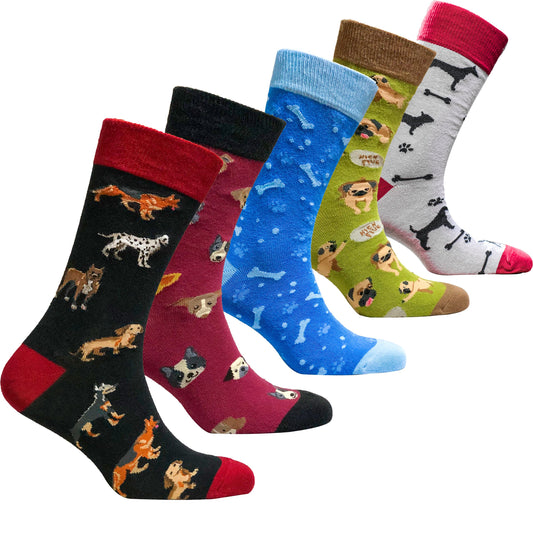 Men's Dogs Crew Socks Set (5) Cozy Canine Style