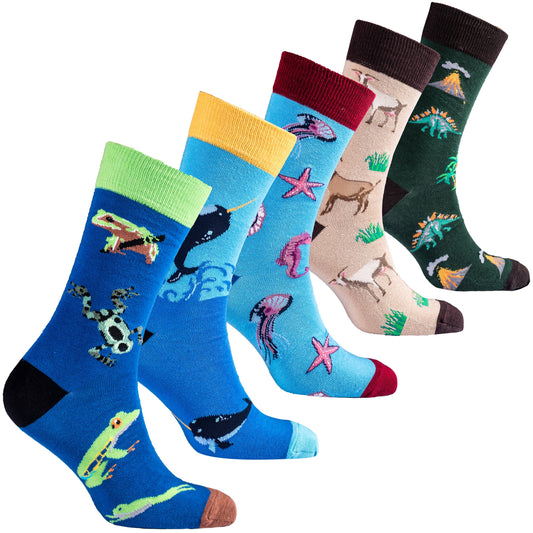 Men’s Animalia Socks Set – 5 Distinctive Pairs
