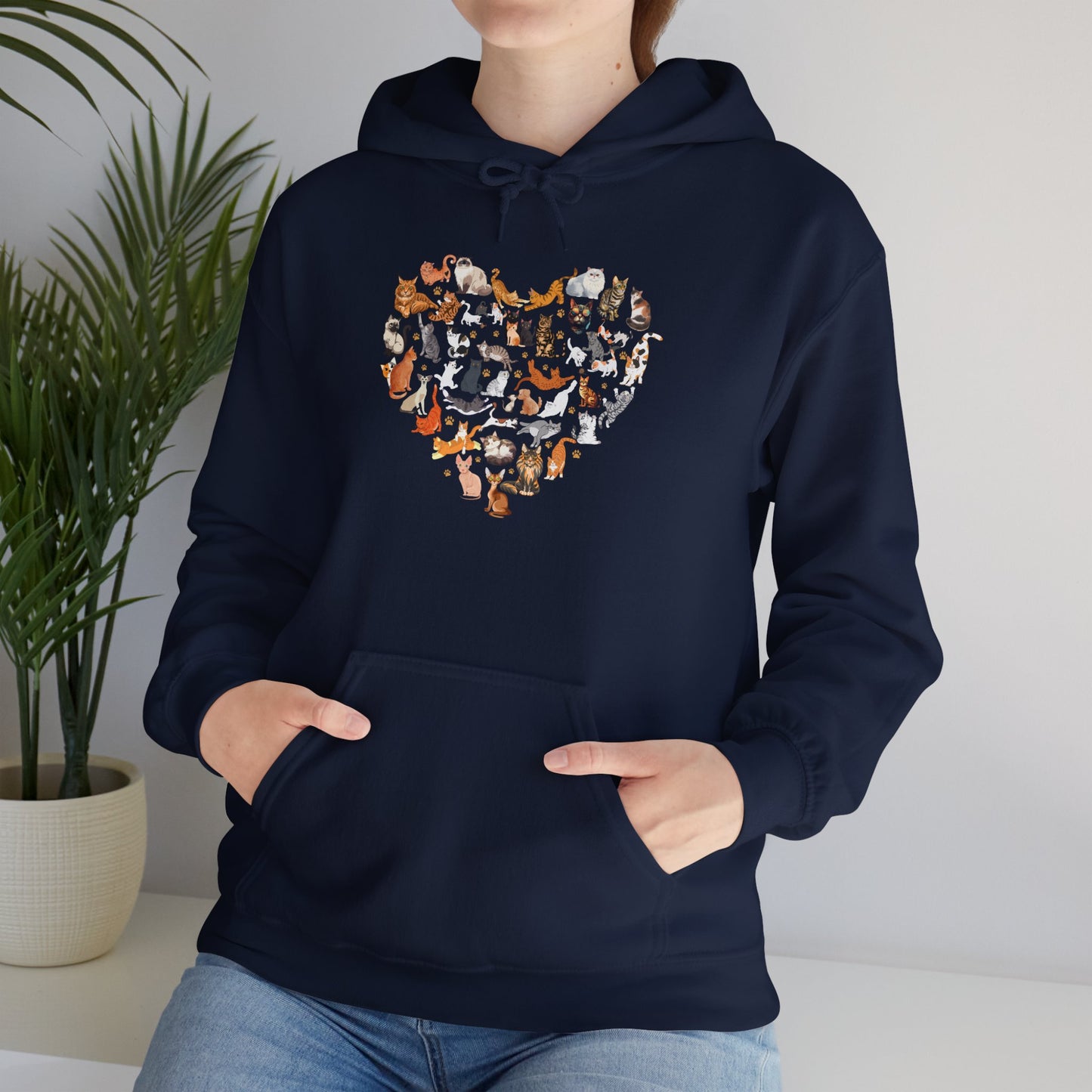 Cat Heart Unisex Hoodie Sweatshirt - Adorable Heart Made of Cats
