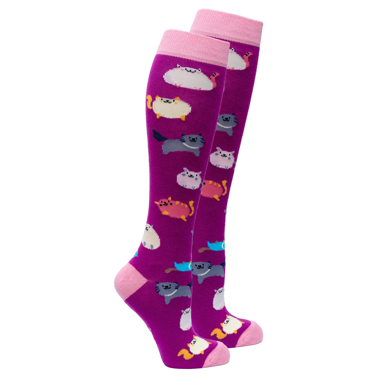Women's Fatty Cats Knee High Socks - Adorable Cat Designs