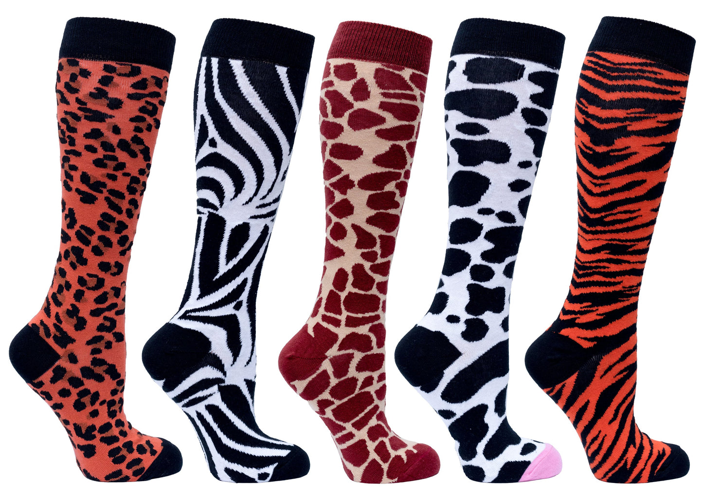 Women's Animal Print Knee High Socks Set (5) - Unleash Your Wildside!