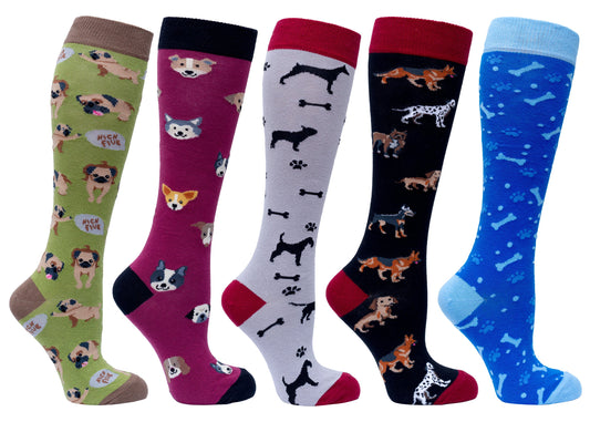 Women's Cute Dogs Knee High Socks Set - Celebrate Your Love for Dogs!