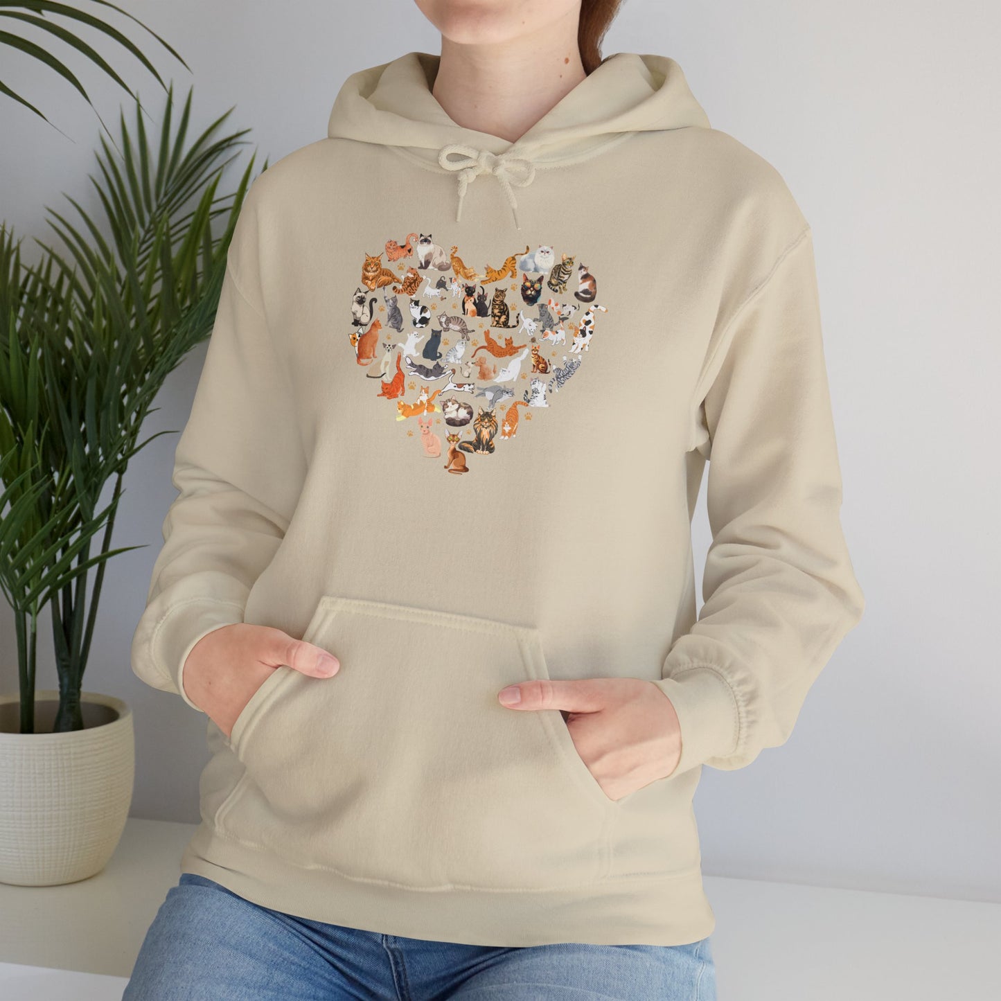 Cat Heart Unisex Hoodie Sweatshirt - Adorable Heart Made of Cats