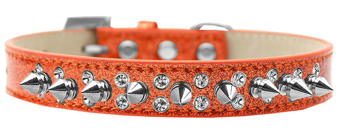 Elegant Double Crystal Dog Collar with Spikes – Handmade & Stylish