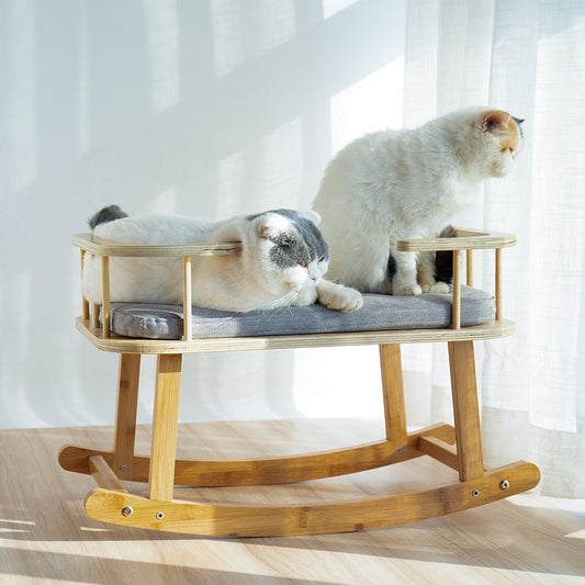 Rocking Bamboo Wood Pet Bed - Comfy & Stylish