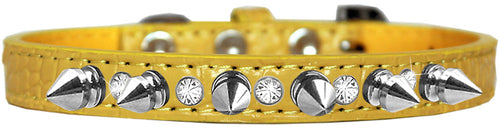 Elegant Dog Collar with Silver Spikes & Clear Crystals – Designer Style