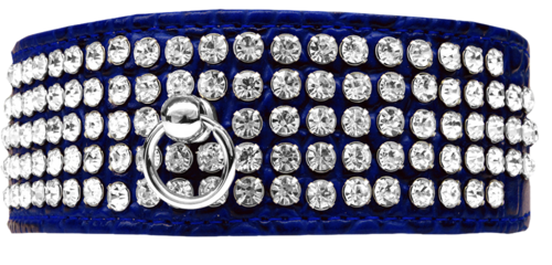 Designer Croc Dog Collar – Five Rows of Clear Crystals for Elegant Pet Style