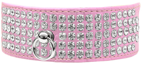 Designer Croc Dog Collar – Five Rows of Clear Crystals for Elegant Pet Style