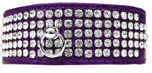 Designer Croc Dog Collar – Five Rows of Clear Crystals for Elegant Pet Style