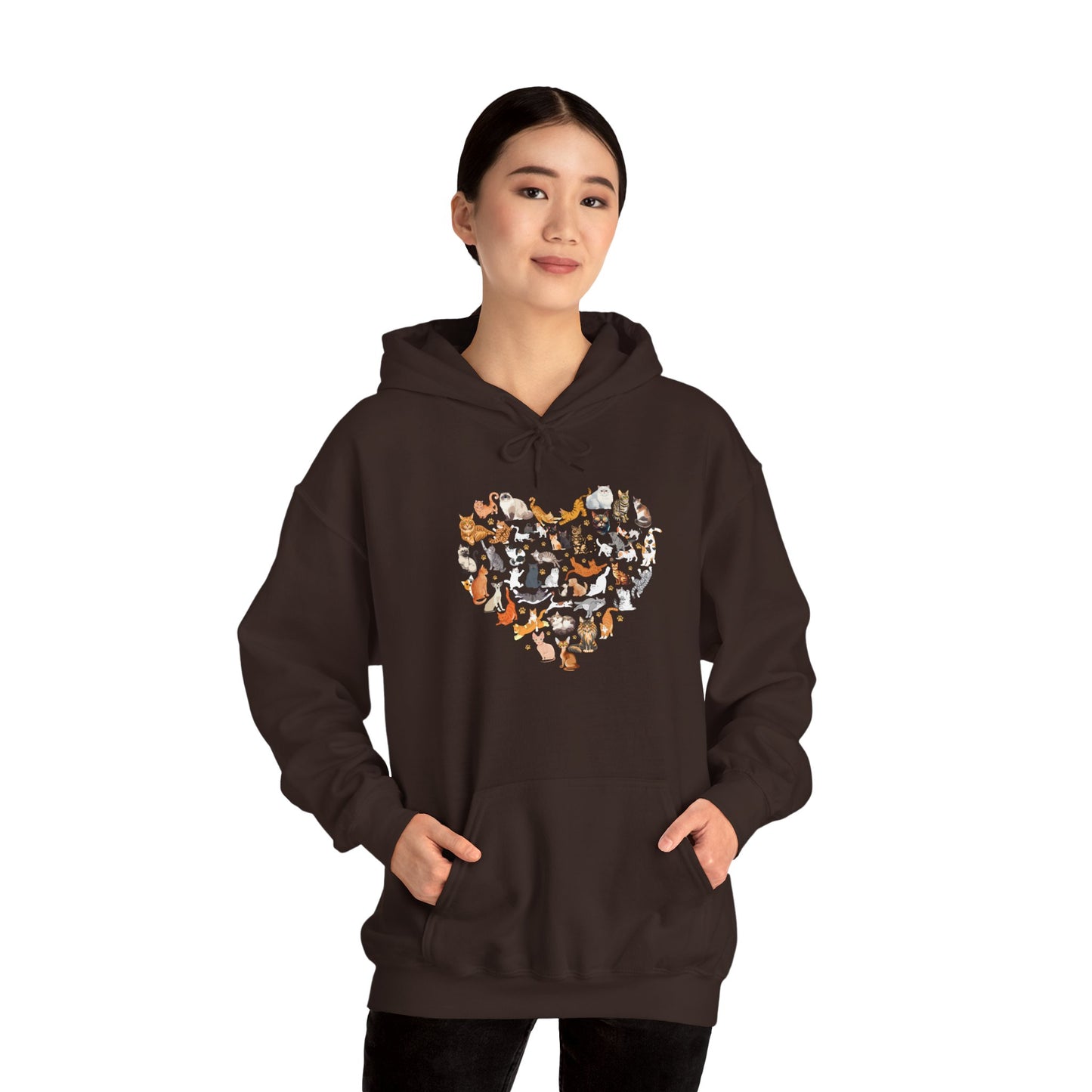 Cat Heart Unisex Hoodie Sweatshirt - Adorable Heart Made of Cats