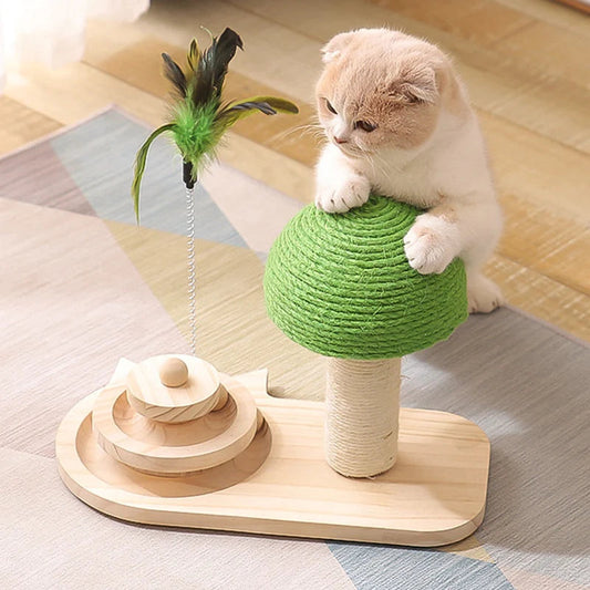 Compact Cat Tree with Scratching Post & Playful Toy