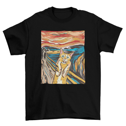 The Scream Cat T-Shirt - Funny Parody of Edvard Munch’s Iconic Painting