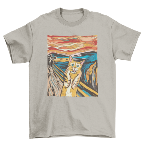 The Scream Cat T-Shirt - Funny Parody of Edvard Munch’s Iconic Painting