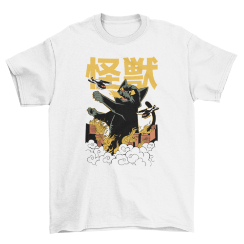 Japanese Anime Cat Monster T-Shirt - Unleash the Kaiju Cat!