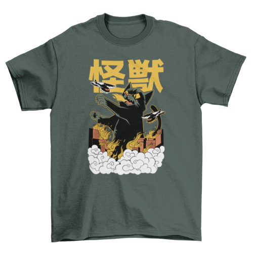 Japanese Anime Cat Monster T-Shirt - Unleash the Kaiju Cat!