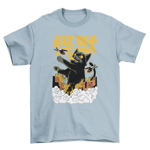 Japanese Anime Cat Monster T-Shirt - Unleash the Kaiju Cat!