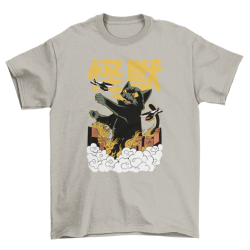 Japanese Anime Cat Monster T-Shirt - Unleash the Kaiju Cat!