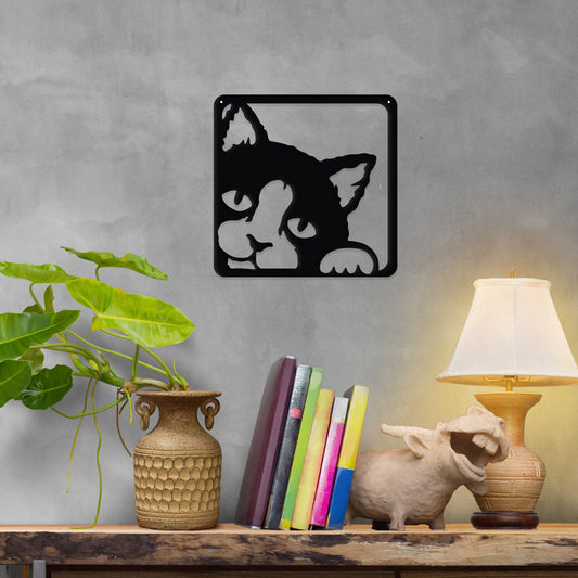 Peeking Kitty - Metal Wall Art/Decor - Whimsical Indoor/Outdoor Art
