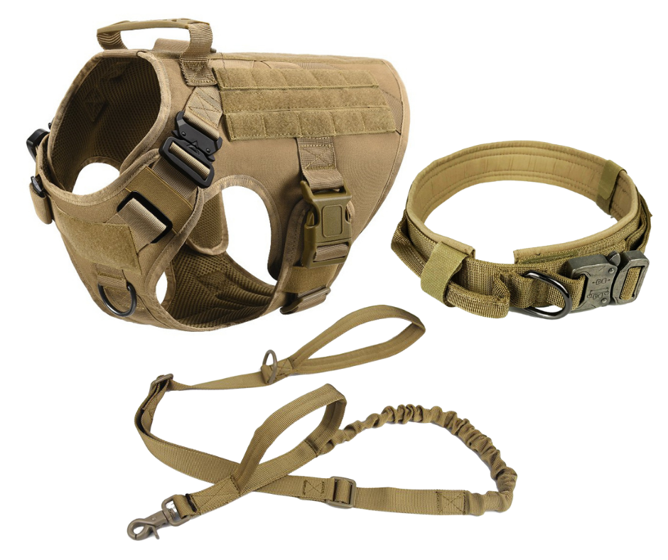 Brown Military Style Harness and Leash Set – Built for Strength and Comfort