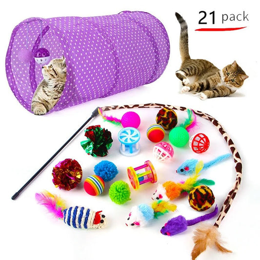 Cat Toy Variety Pack (21 pieces) for Happy, Active and Engaged Cats!